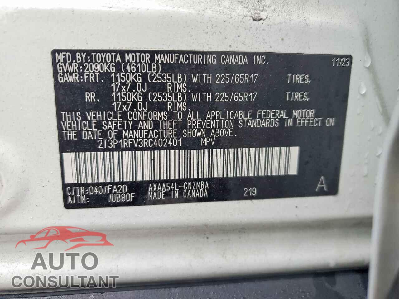 TOYOTA RAV4 2024 - 2T3P1RFV3RC402401