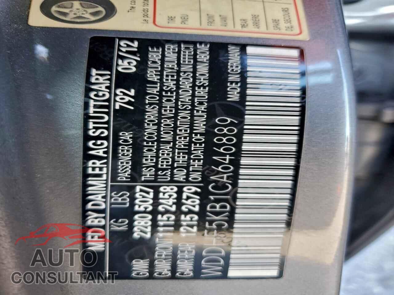 MERCEDES-BENZ E-CLASS 2012 - WDDHF5KB1CA646889