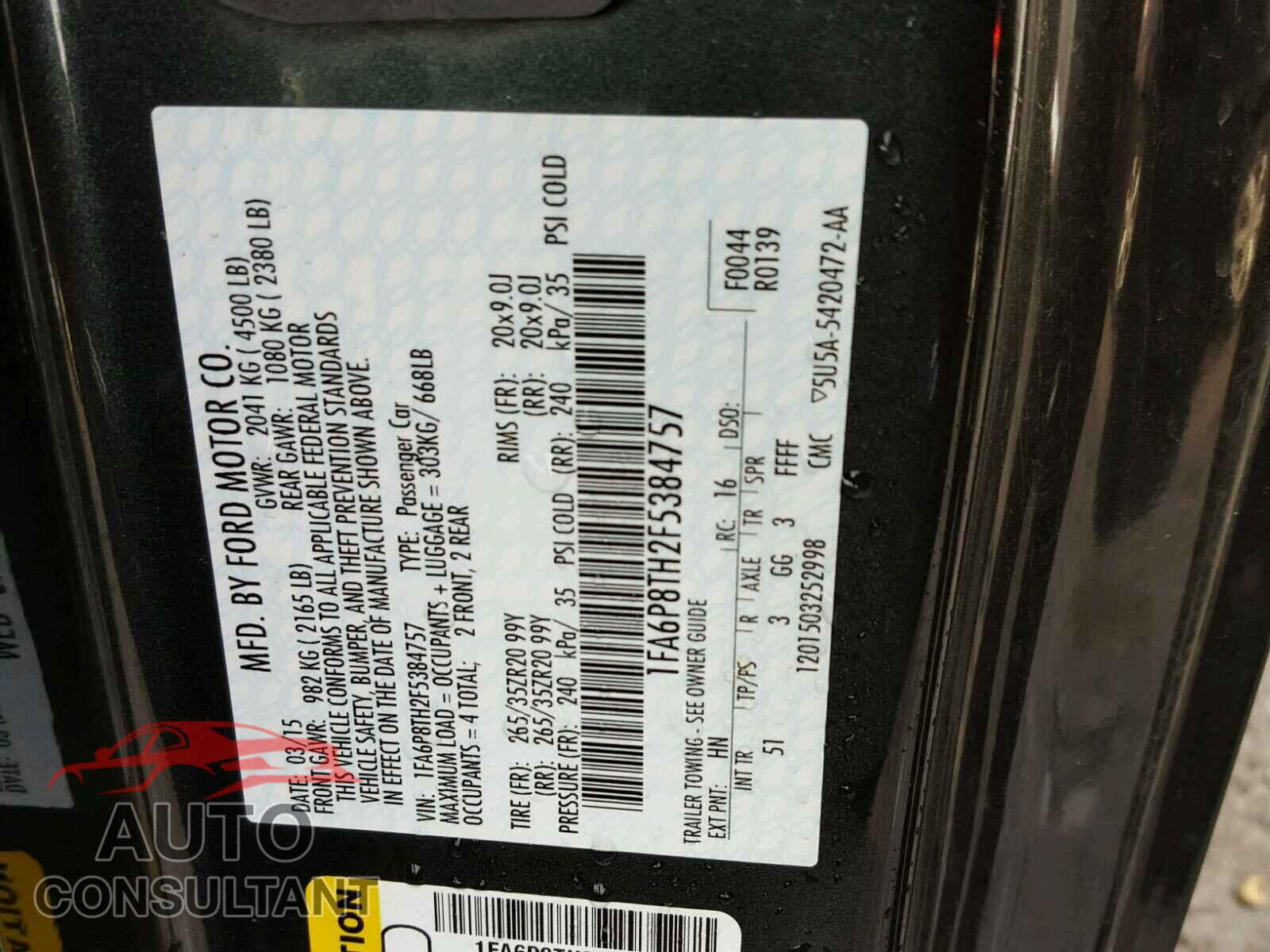FORD MUSTANG 2015 - 1FA6P8TH2F5384757
