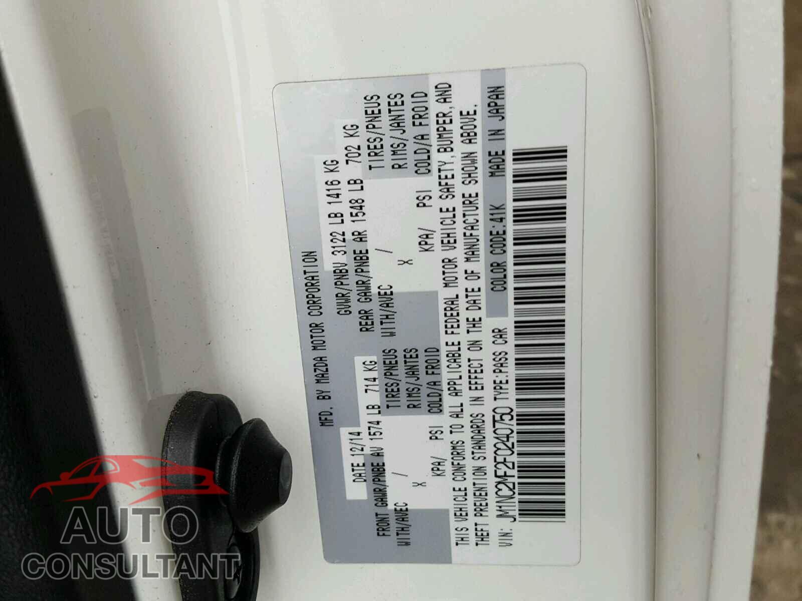 MAZDA MIATA 2015 - JM1NC2MF2F0240750