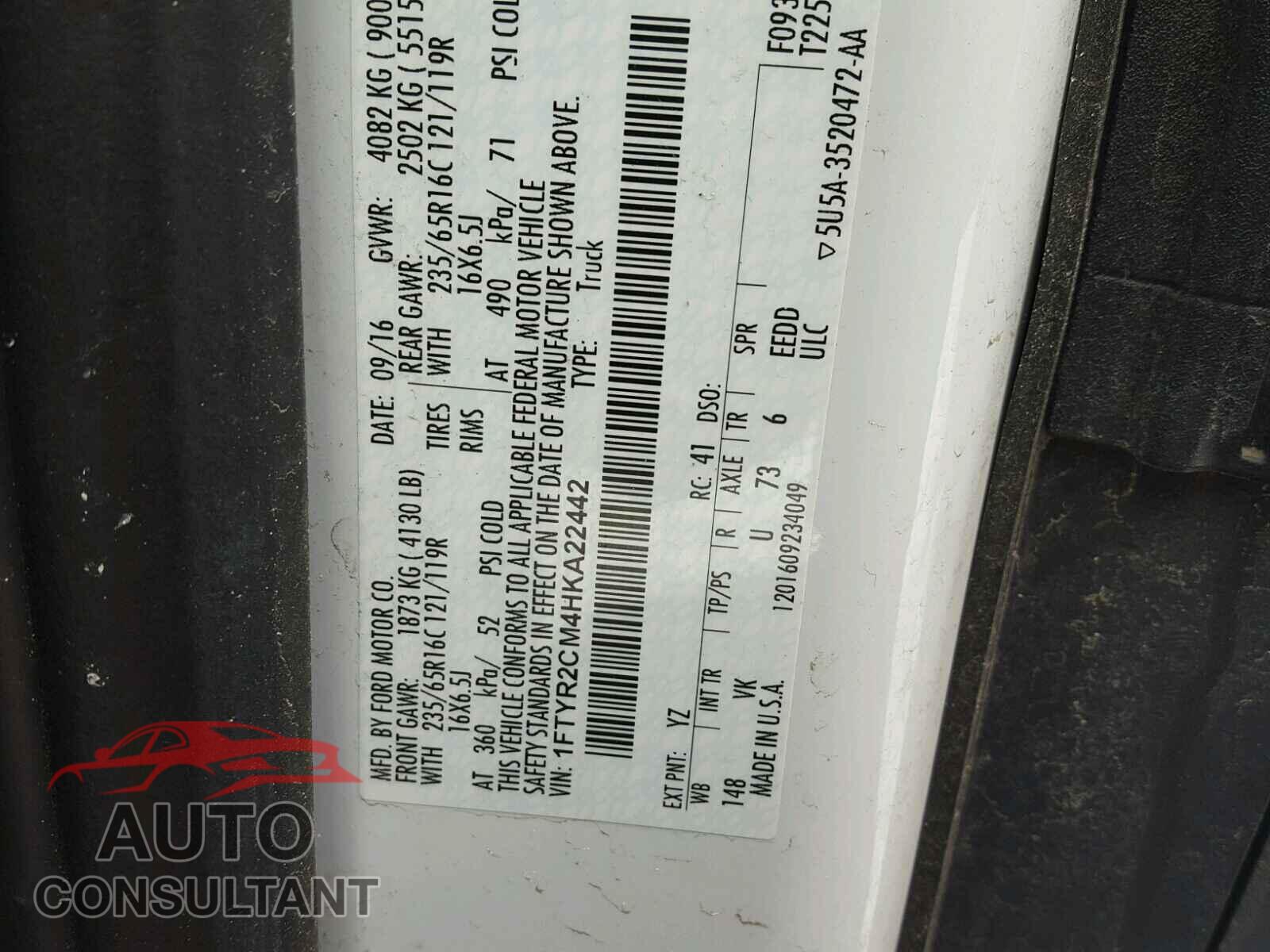 FORD TRANSIT CO 2017 - 1FTYR2CM4HKA22442