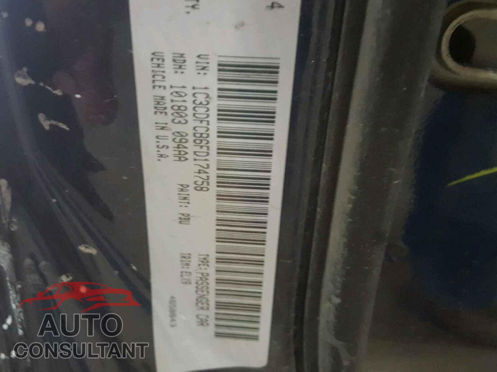 DODGE DART 2015 - 1C3CDFCB6FD174758
