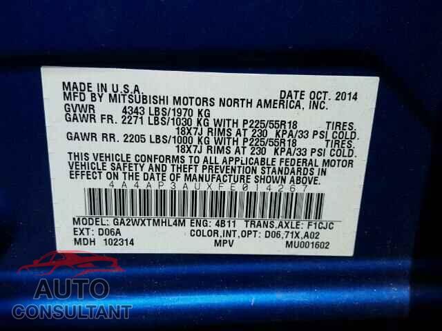MITSUBISHI OUTLANDER 2015 - 4A4AP3AUXFE014267