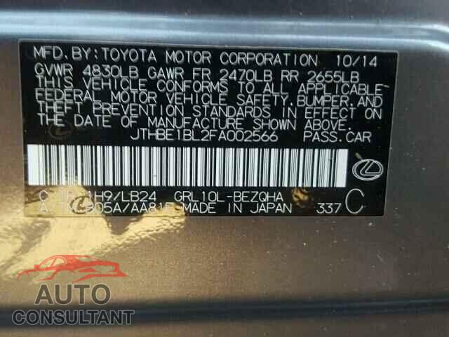 LEXUS GS350 2015 - JTHBE1BL2FA002566