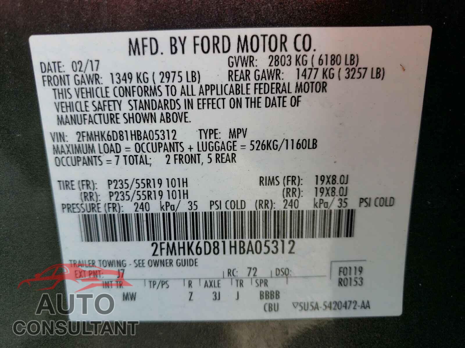 FORD FLEX 2017 - 2FMHK6D81HBA05312