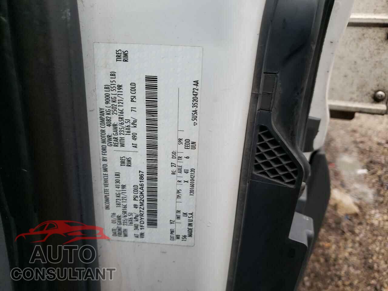 FORD TRANSIT CO 2016 - 1FDYR7ZM2GKA61867