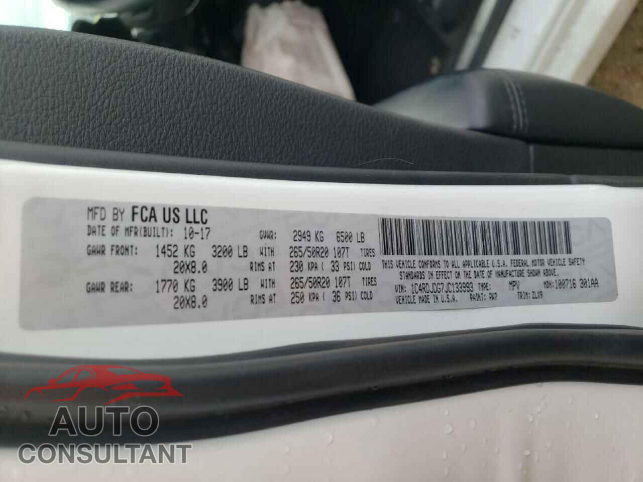 DODGE DURANGO 2018 - 2HKRM3H70GH534367
