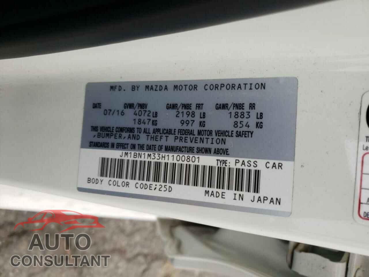 MAZDA 3 2017 - 3MZBPADL0KM113636