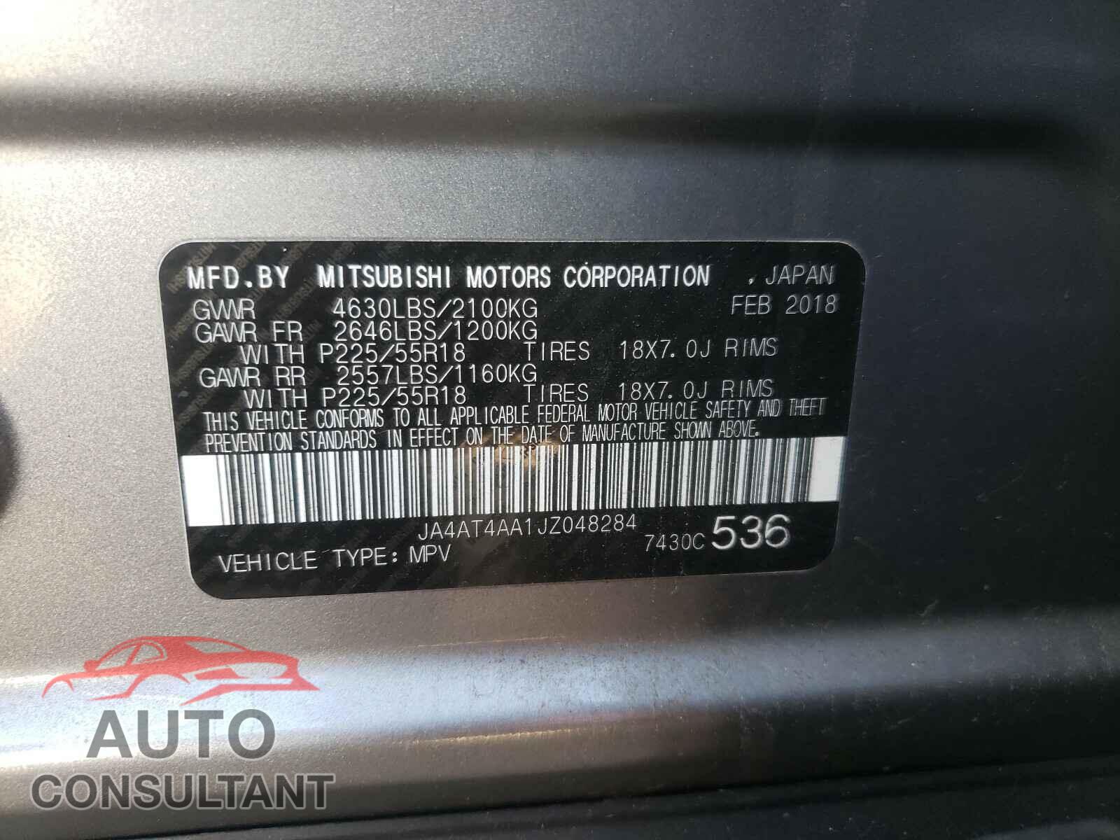 MITSUBISHI ECLIPSE 2018 - JA4AT4AA1JZ048284