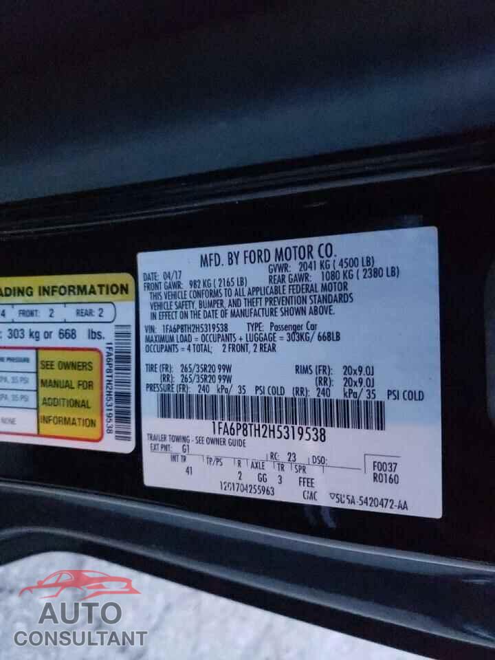 FORD MUSTANG 2017 - 1FA6P8TH2H5319538