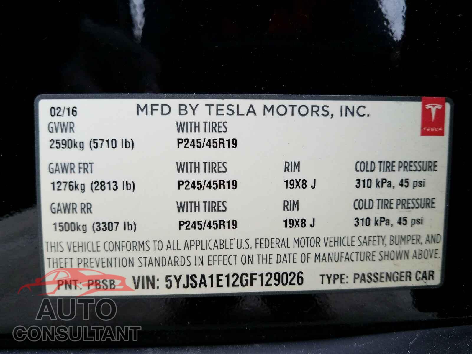 TESLA MODEL S 2016 - 5YJSA1E12GF129026