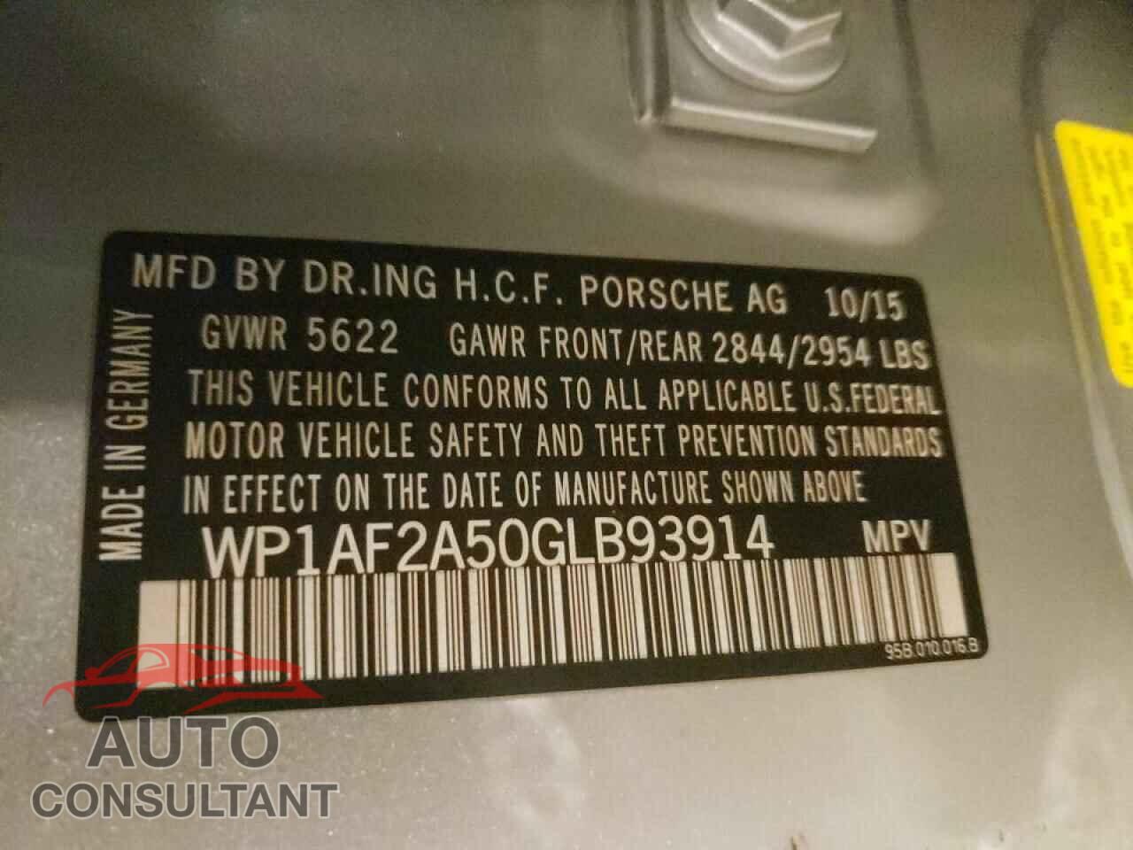 PORSCHE MACAN 2016 - WP1AF2A50GLB93914