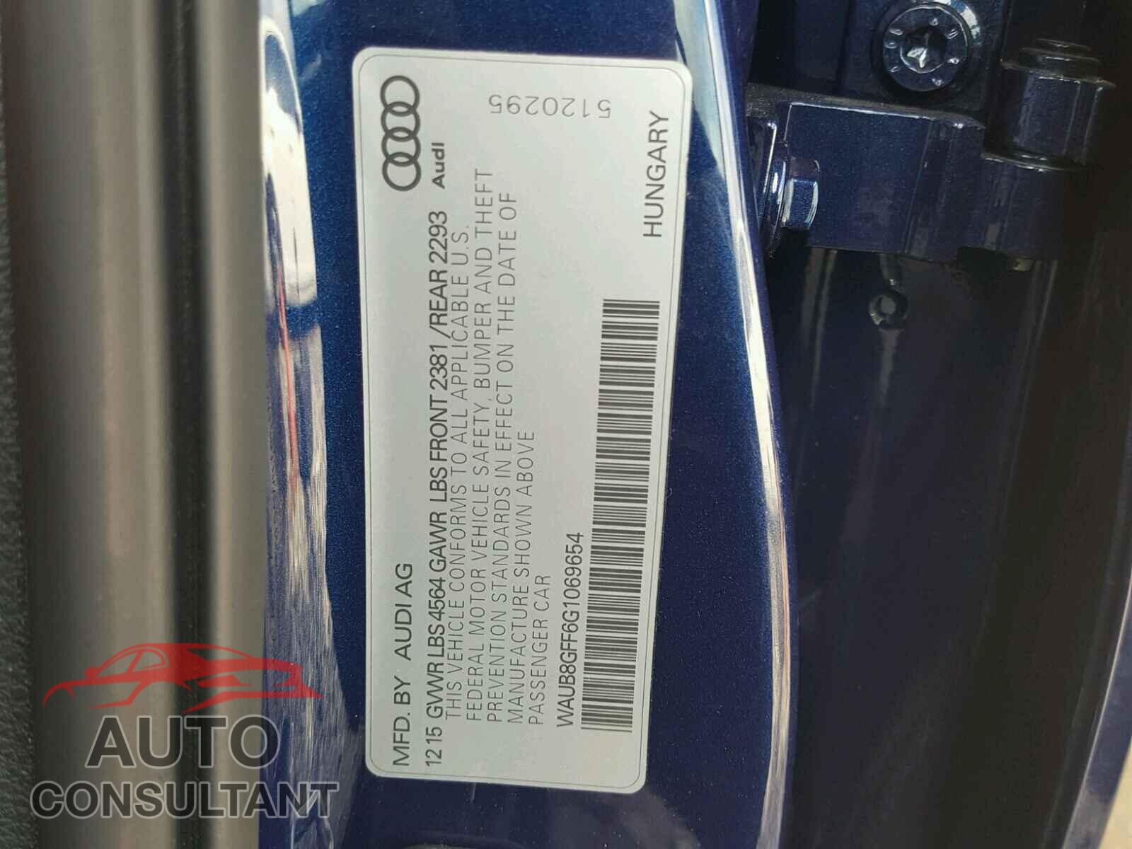 AUDI A3 2016 - WAUB8GFF6G1069654