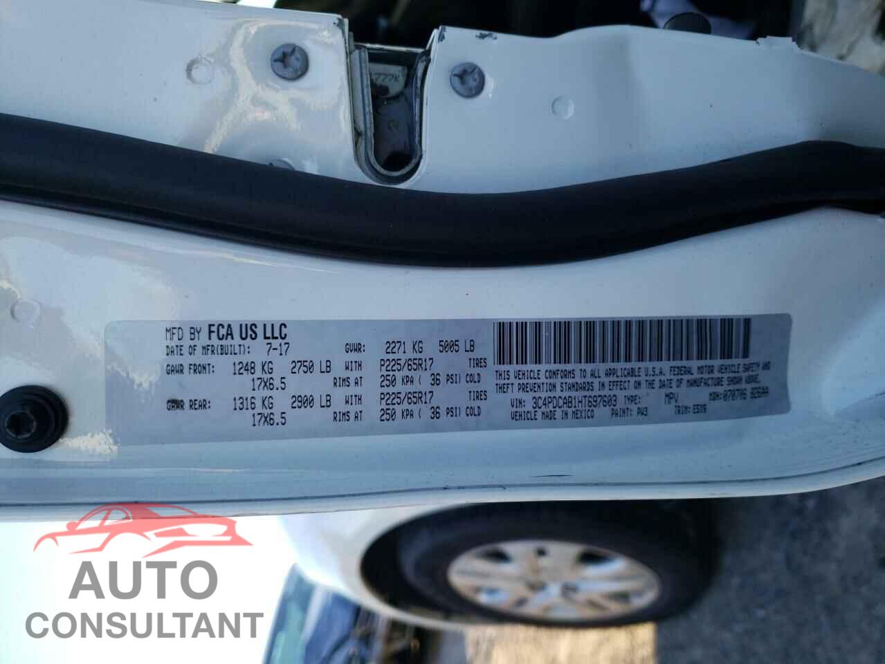DODGE JOURNEY 2017 - 3C4PDCAB1HT697603