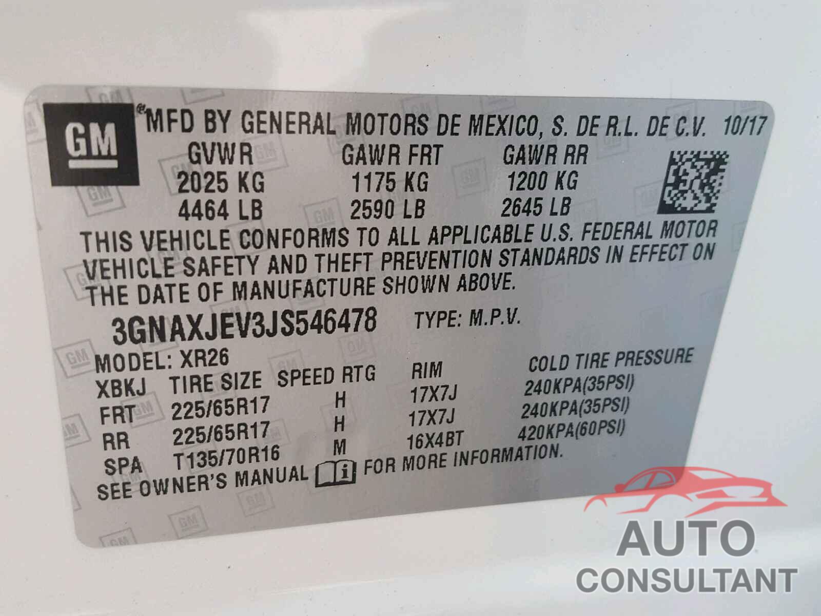 CHEVROLET EQUINOX LT 2018 - 3CZRU6H1XKG701259