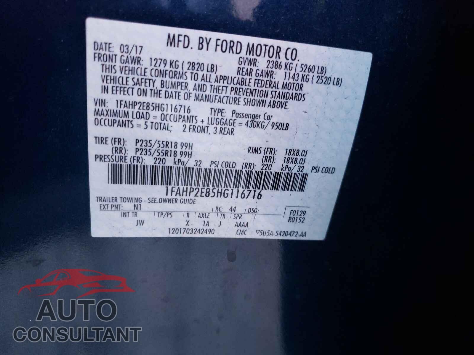 FORD TAURUS 2017 - KNMAT2MT7GP603010