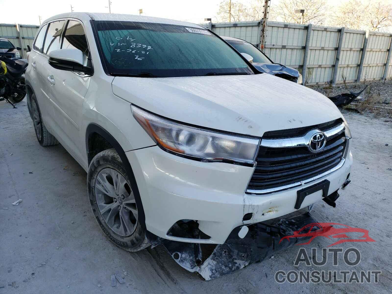TOYOTA HIGHLANDER 2016 - 5TDZKRFHXGS168397