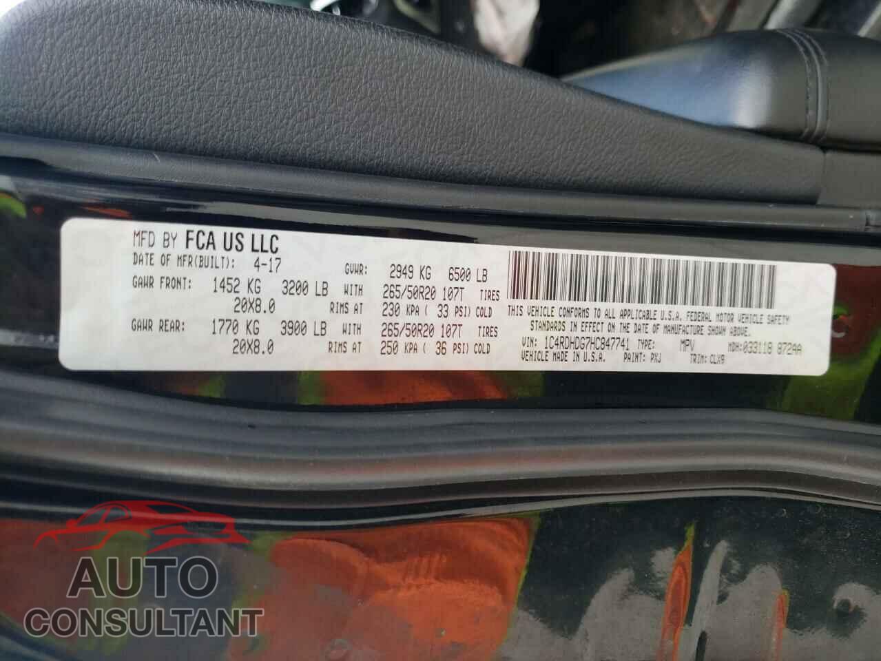 DODGE DURANGO 2017 - 1C4RDHDG7HC847741