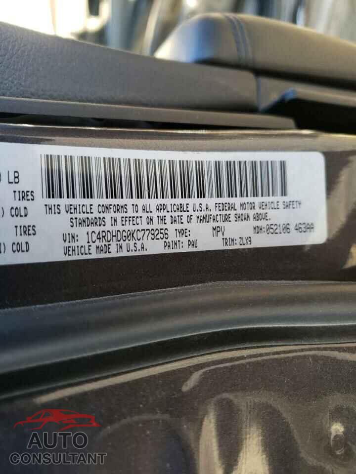 DODGE DURANGO 2019 - 1C4RDHDG0KC779256
