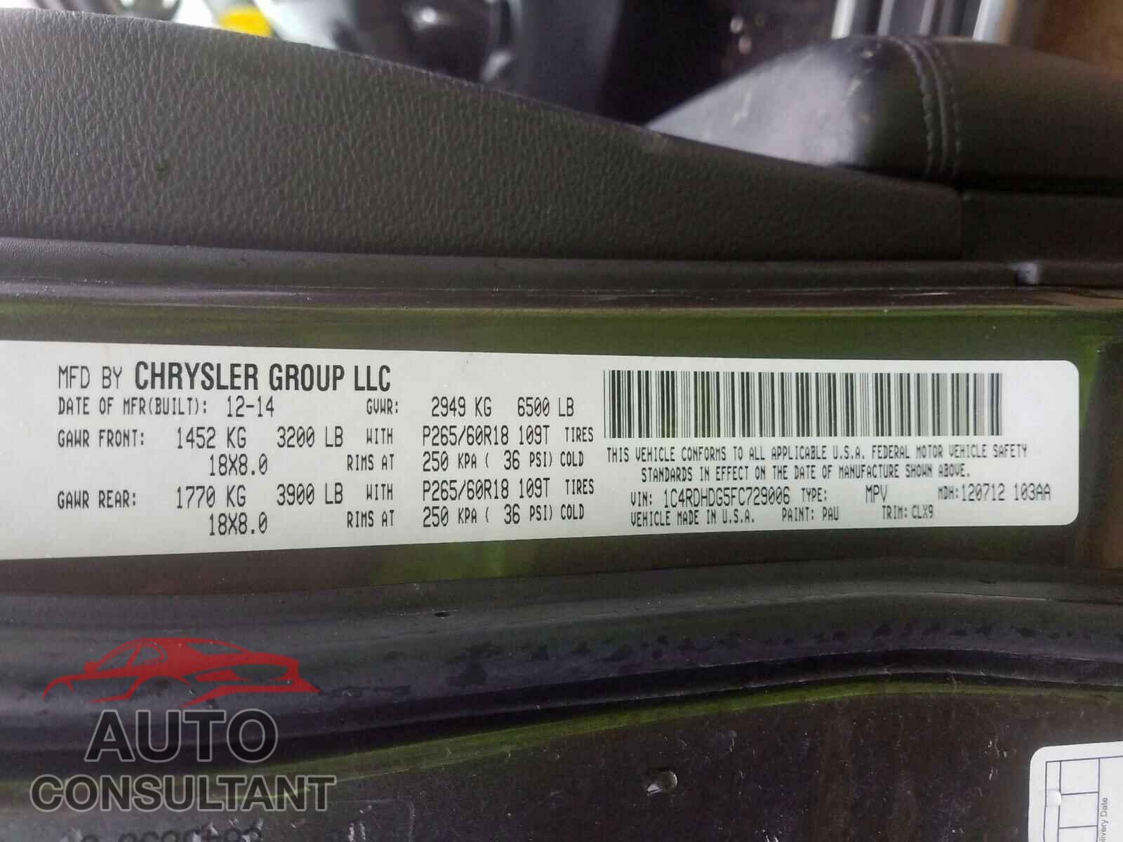 DODGE DURANGO 2015 - MAJ3S2KE9KC272579
