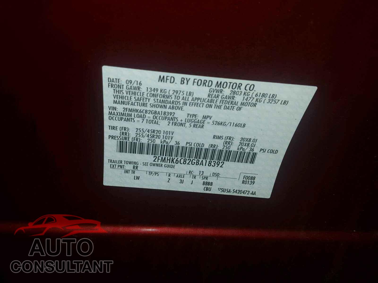 FORD FLEX 2016 - 2FMHK6C82GBA18392