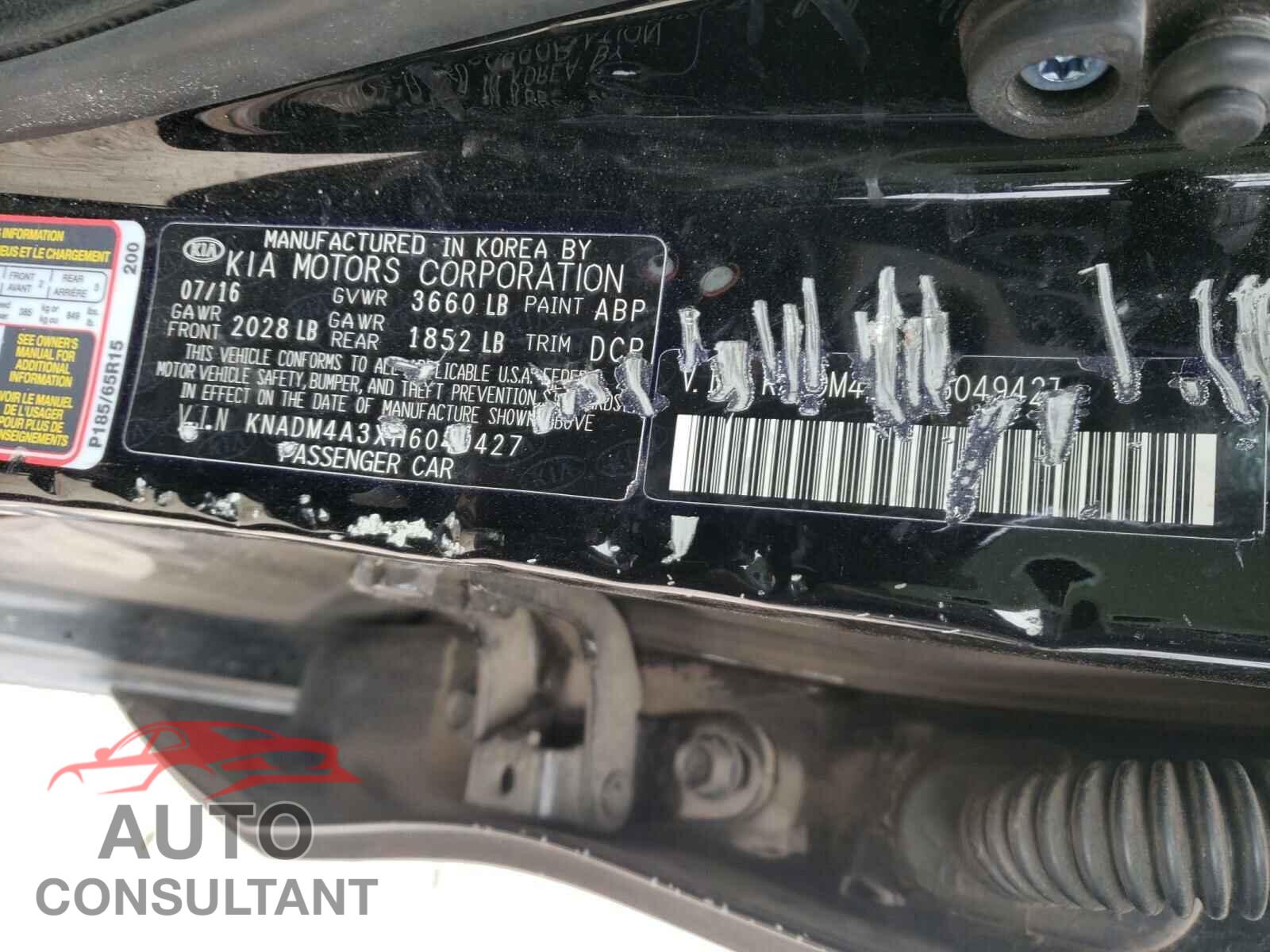KIA RIO 2017 - KNADM4A3XH6049427