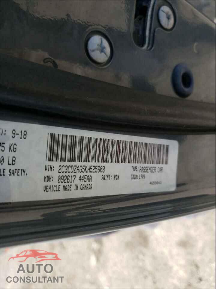 DODGE CHALLENGER 2019 - 2C3CDZAG5KH525608