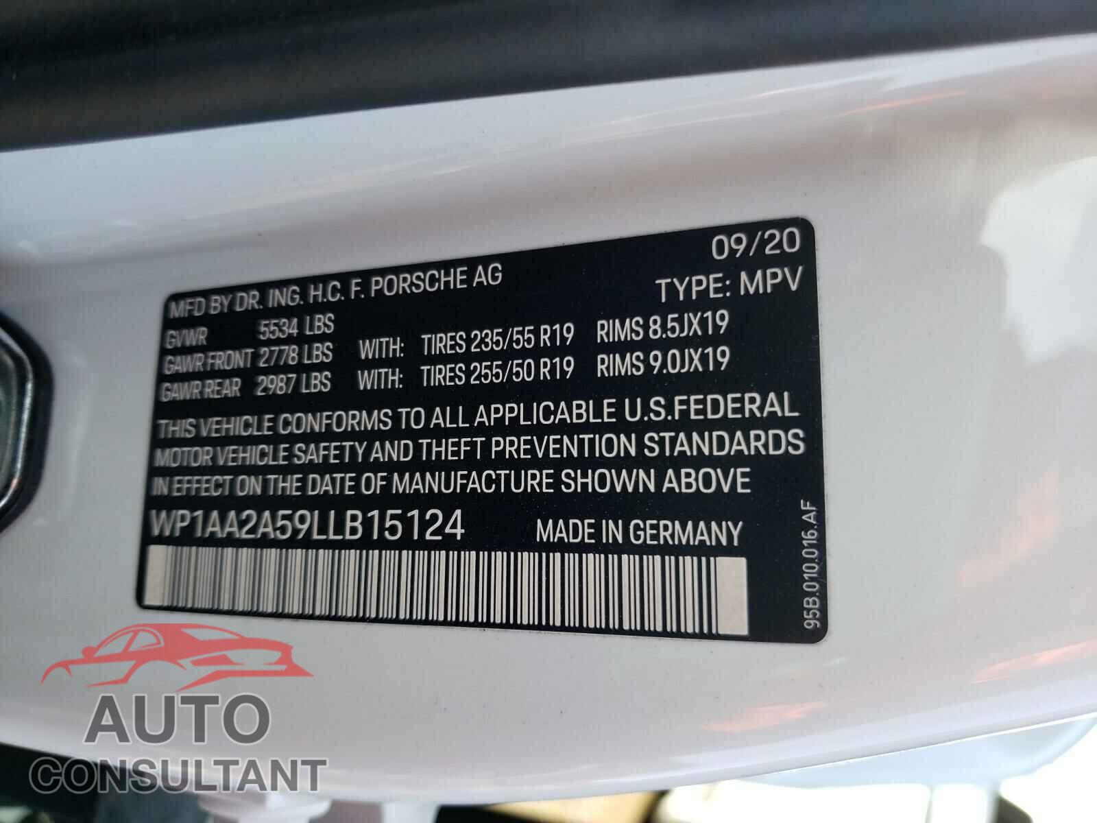 PORSCHE MACAN 2020 - WP1AA2A59LLB15124