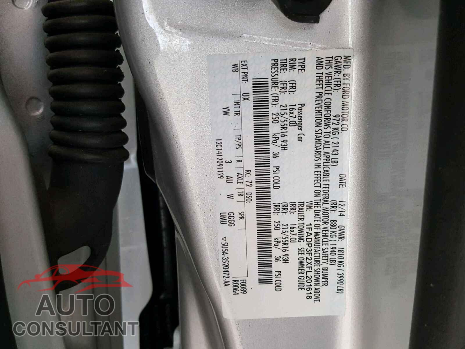 FORD FOCUS SE 2015 - 1FADP3F2XFL201618