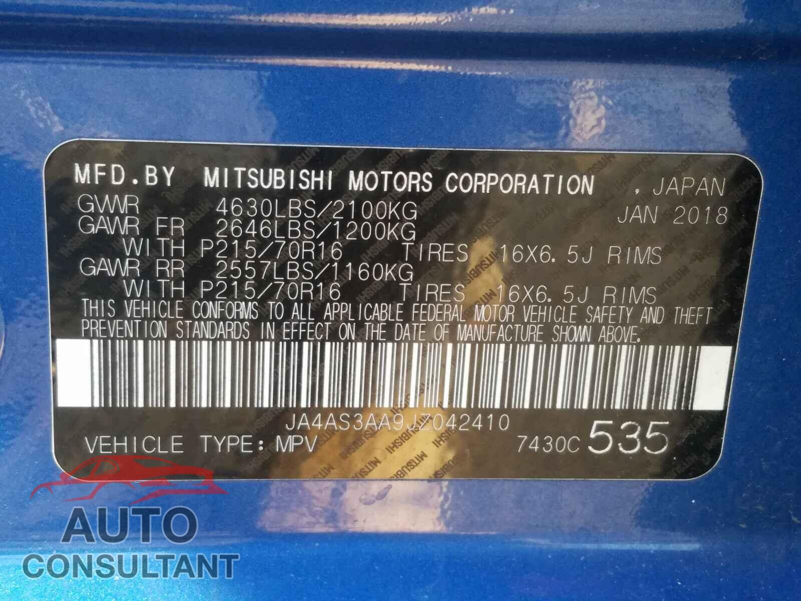MITSUBISHI ECLIPSE 2018 - JA4AS3AA9JZ042410