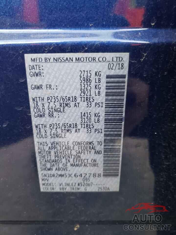 NISSAN PATHFINDER 2018 - 5N1DR2MM5JC642788