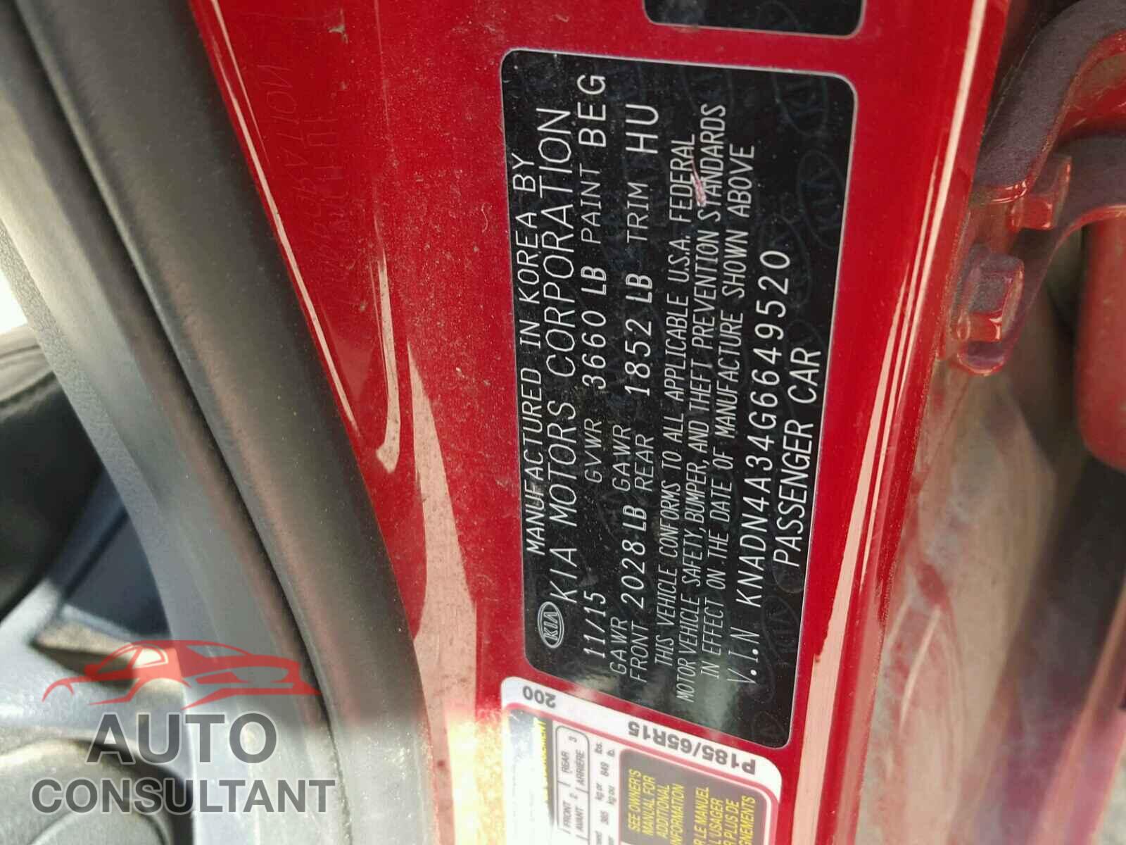 KIA RIO 2016 - KNADN4A34G6649520