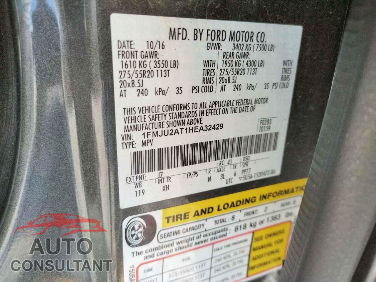 FORD EXPEDITION 2017 - 1C4RJFAG1LC427094