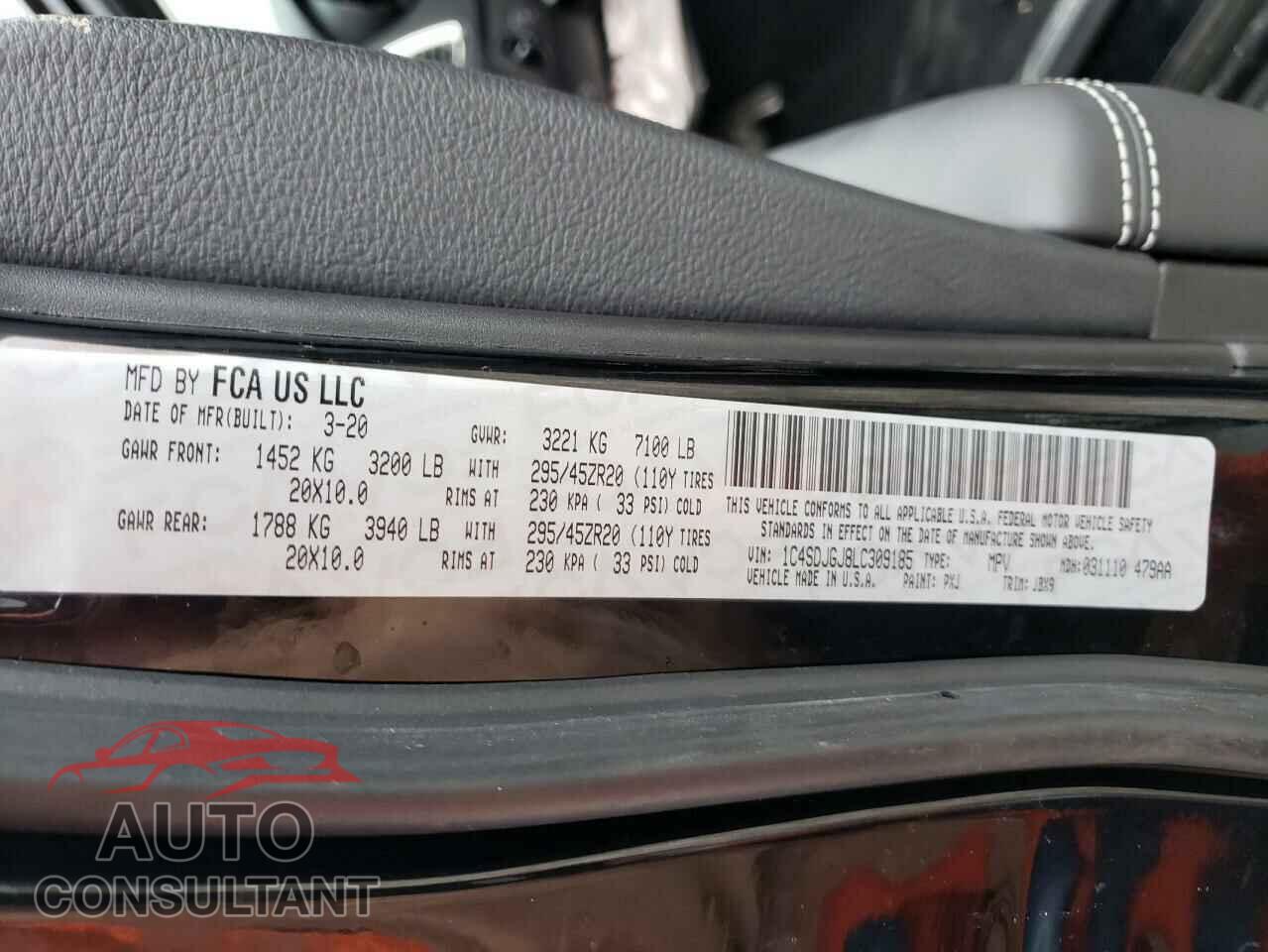 DODGE DURANGO 2020 - 1C4SDJGJ8LC309185