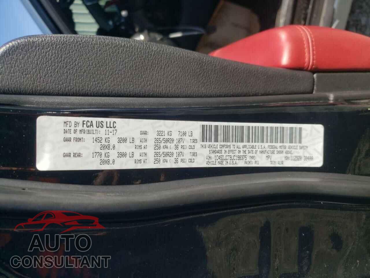 DODGE DURANGO 2018 - 1C4SDJCT9JC198375