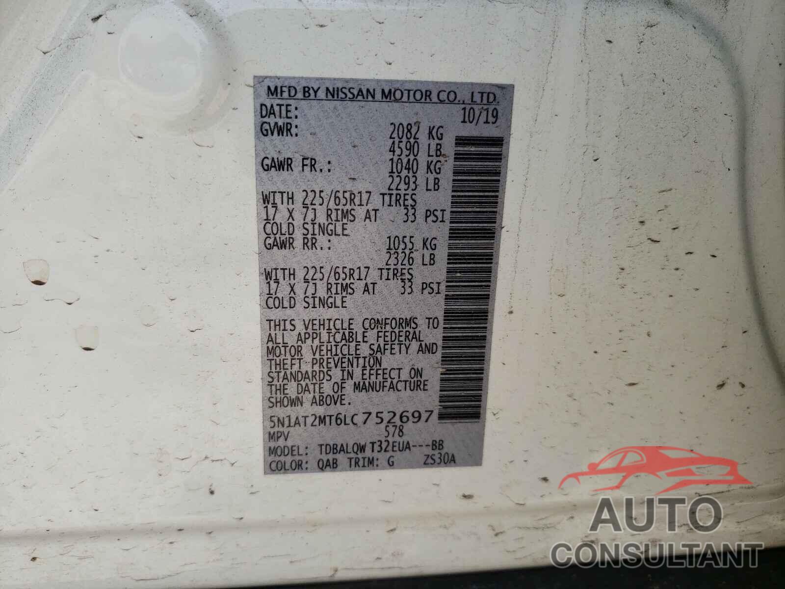 NISSAN ROGUE 2020 - 5N1AT2MT6LC752697