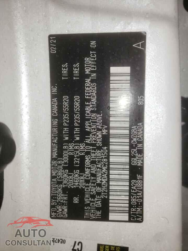 LEXUS RX350 2021 - 2T2HZMDA2MC281504