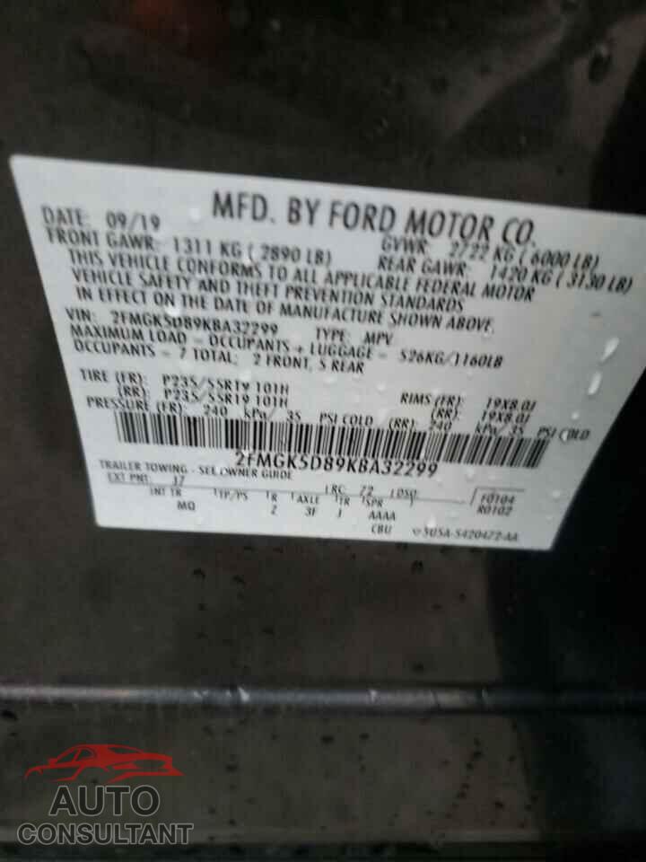 FORD FLEX 2019 - 2FMGK5D89KBA32299