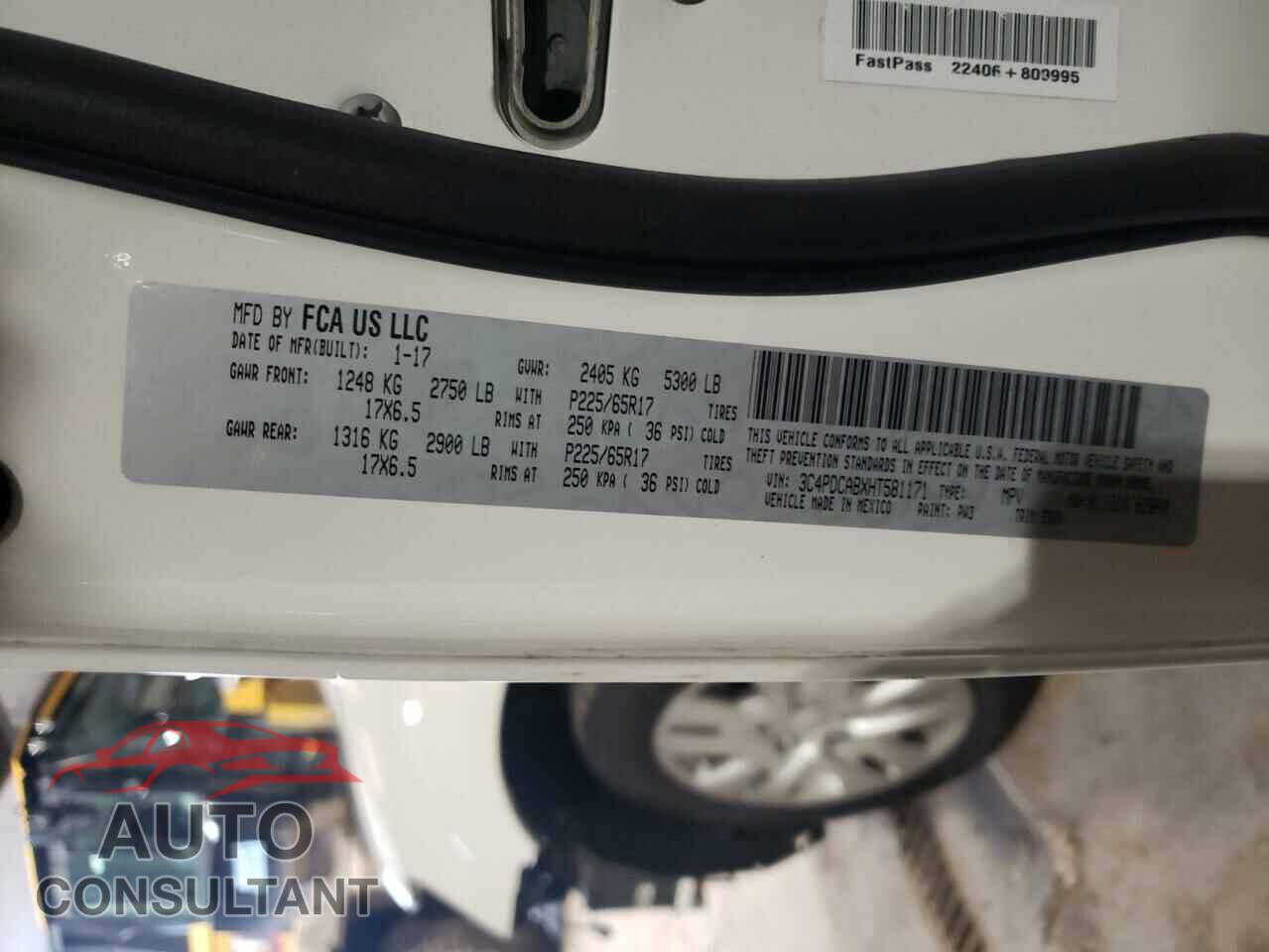 DODGE JOURNEY 2017 - 3C4PDCABXHT581171