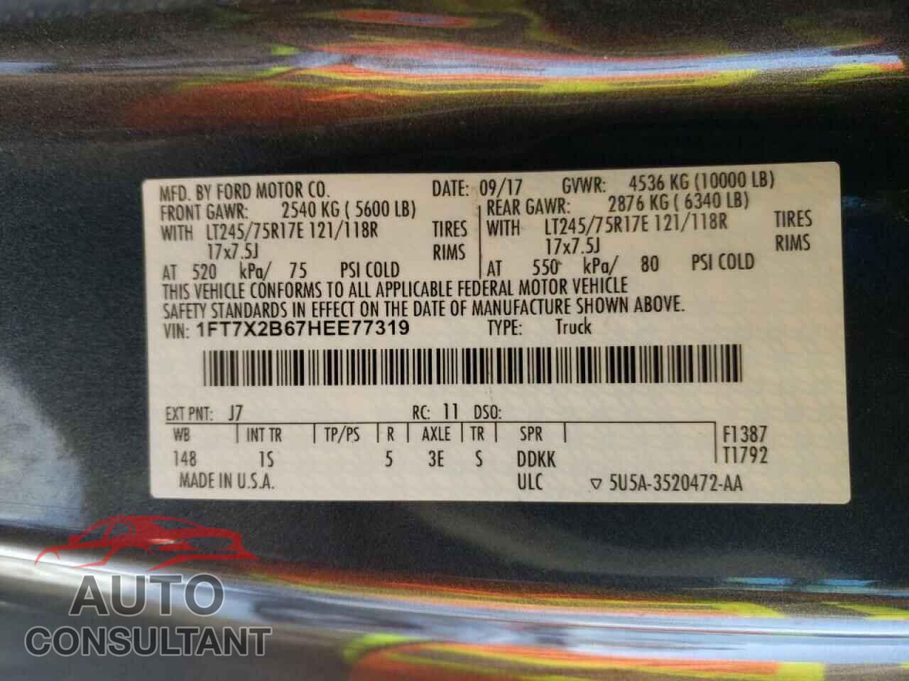 FORD F250 2017 - 1FT7X2B67HEE77319