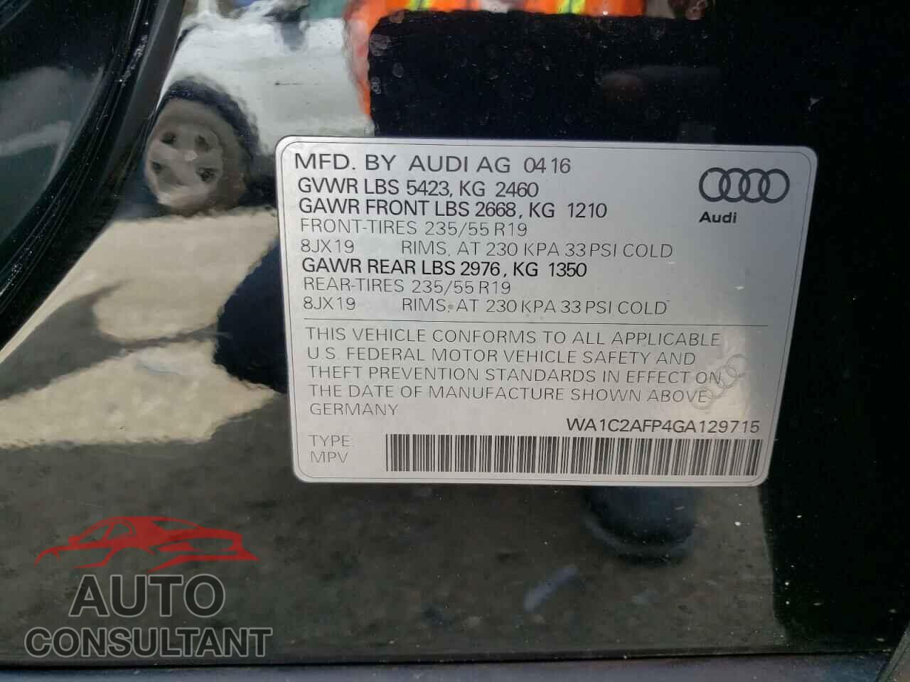 AUDI Q5 2016 - WA1C2AFP4GA129715