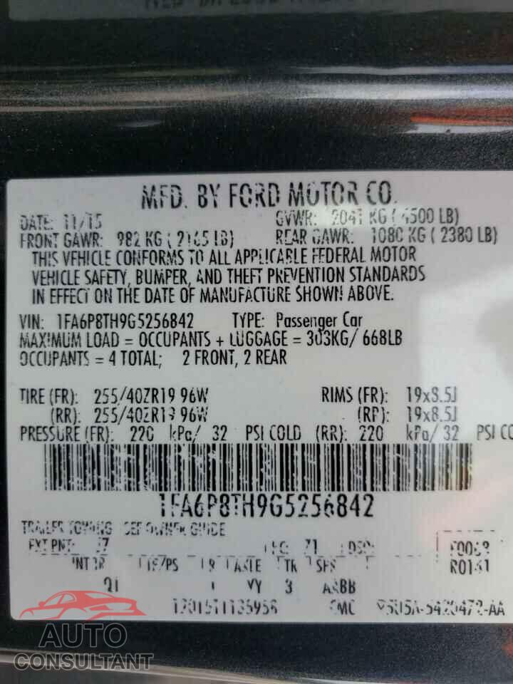 FORD MUSTANG 2016 - 1FA6P8TH9G5256842
