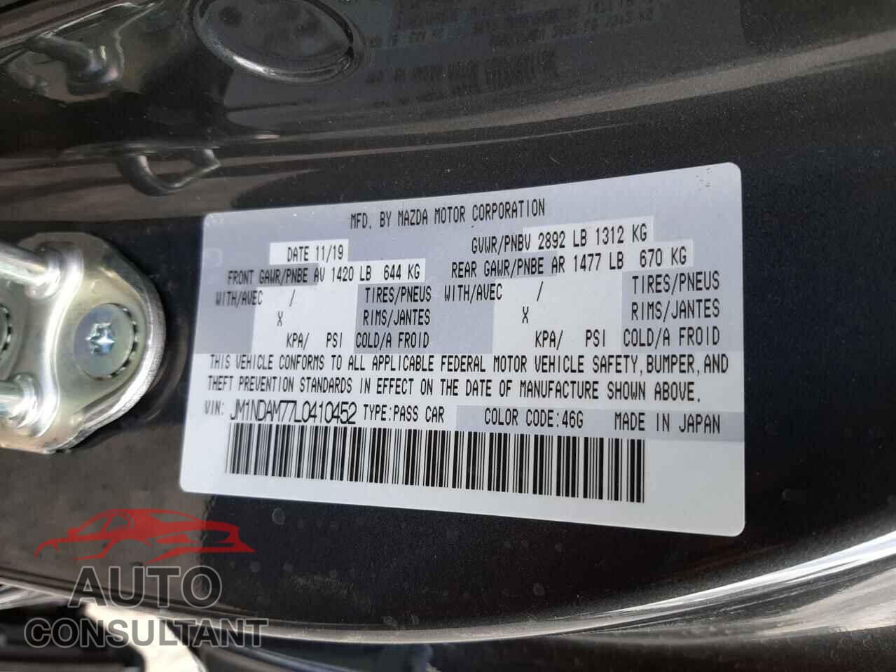 MAZDA MX5 2020 - JM1NDAM77L0410452