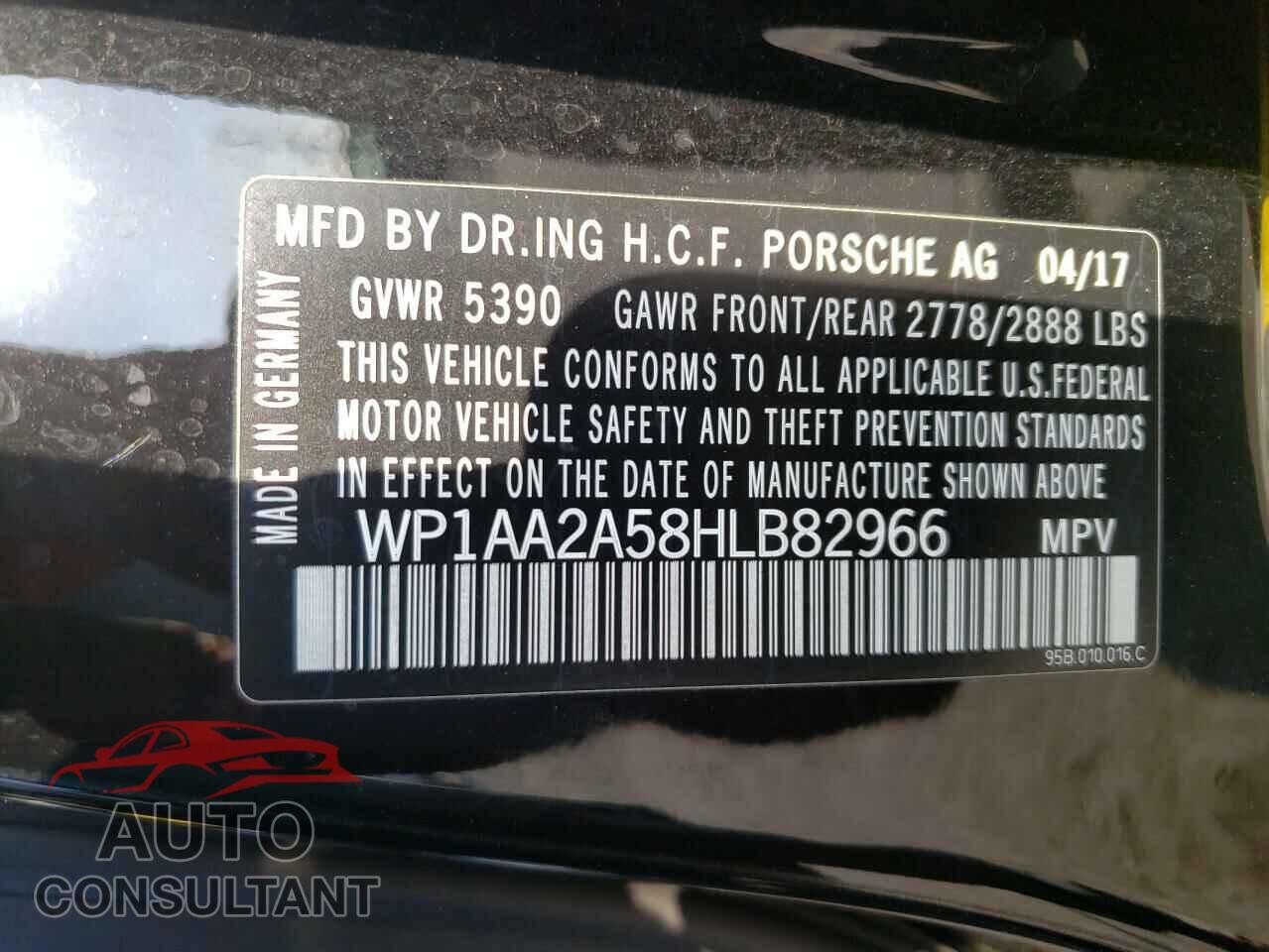 PORSCHE MACAN 2017 - WP1AA2A58HLB82966