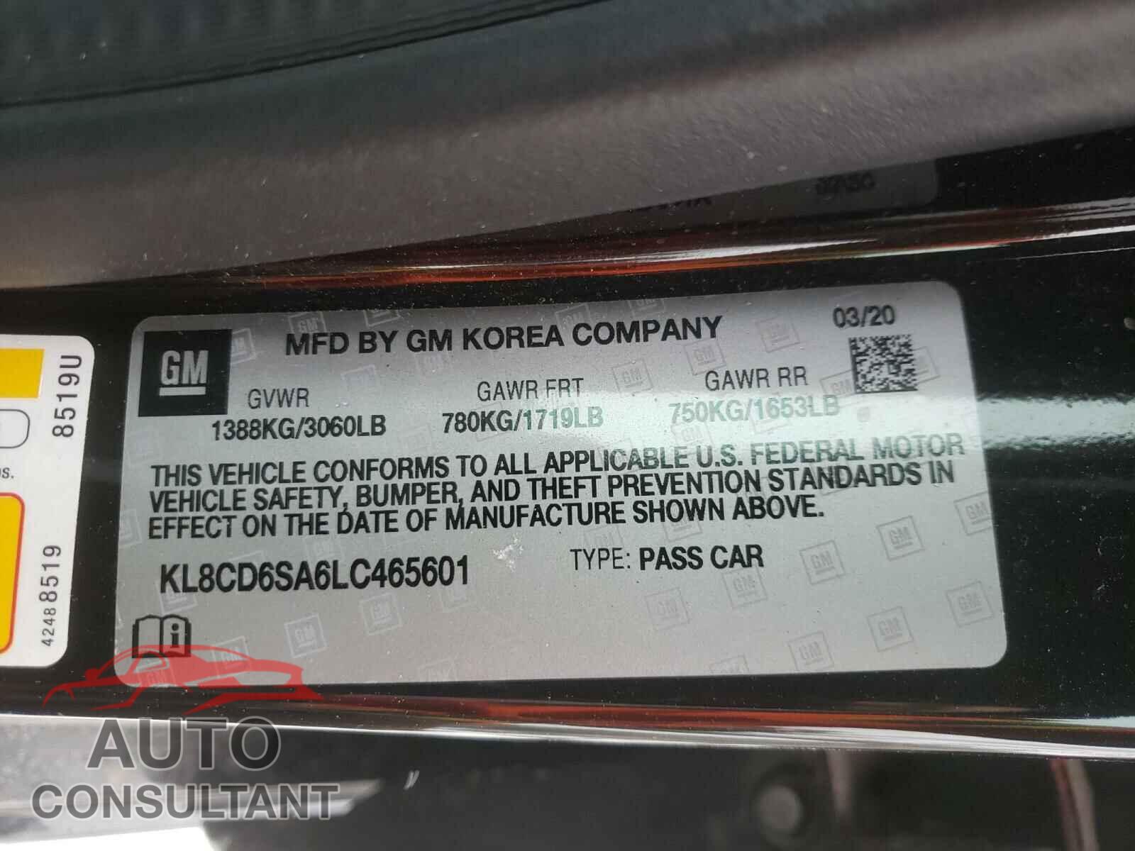 CHEVROLET SPARK 2020 - KL8CD6SA6LC465601