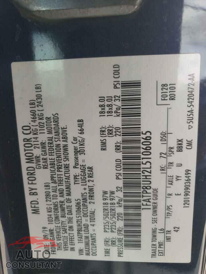 FORD MUSTANG 2020 - 1FATP8UH2L5106065
