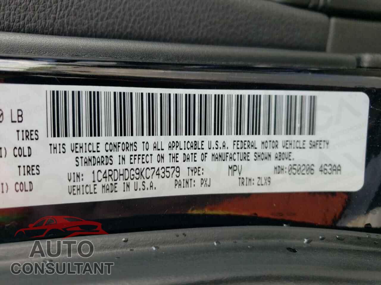 DODGE DURANGO 2019 - 1C4RDHDG9KC743579