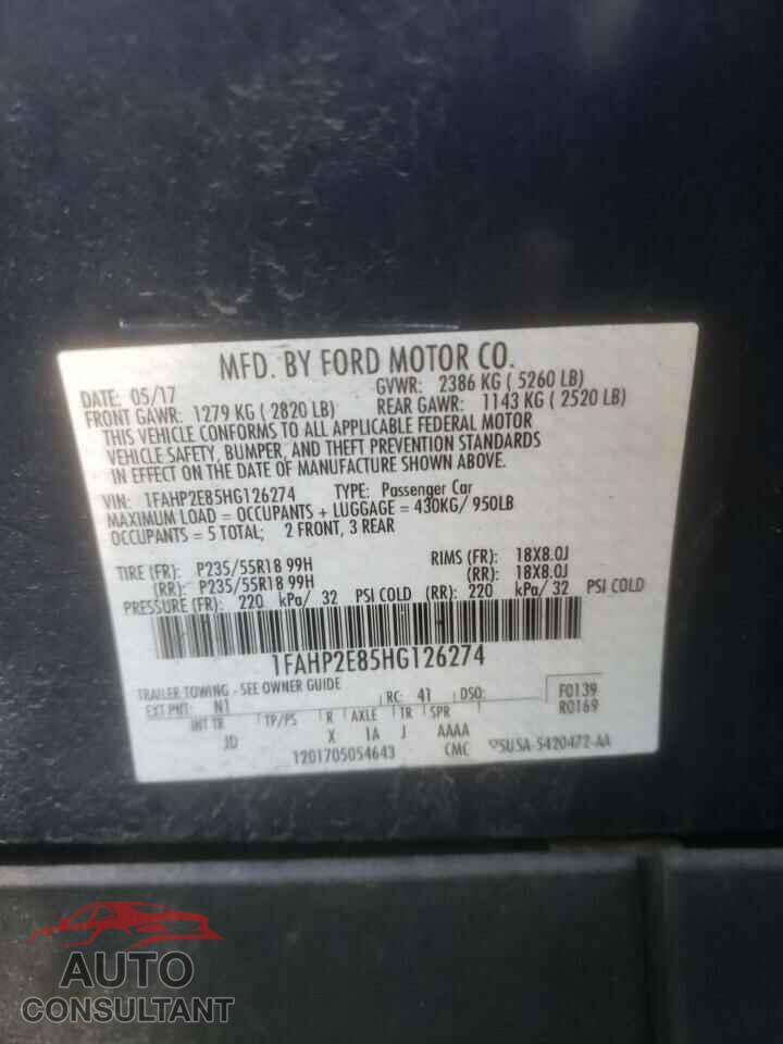 FORD TAURUS 2017 - 1FAHP2E85HG126274