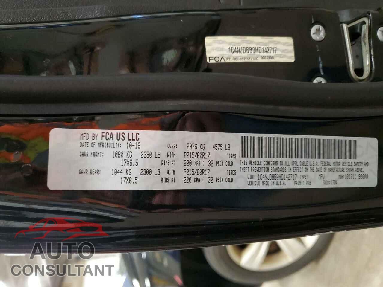 JEEP COMPASS 2017 - 1C4NJDBB0HD142717
