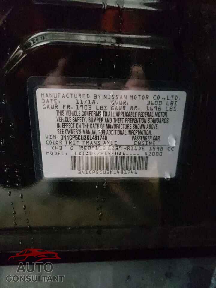 NISSAN KICKS 2019 - 3N1CP5CU3KL481746